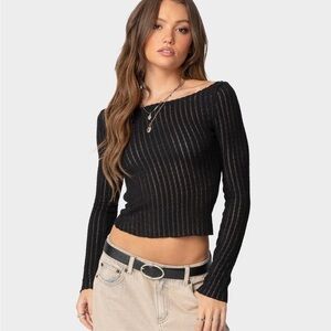 Edikted Black Textured Knit Top